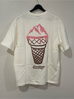 Snowday Ice Cream Pocket T-Shirt White Pink Size M New With Tags